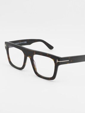Tom Ford FT6068-B 052 Eyeglasses Havana 53mm Square Frame, Magnetic Clip-On